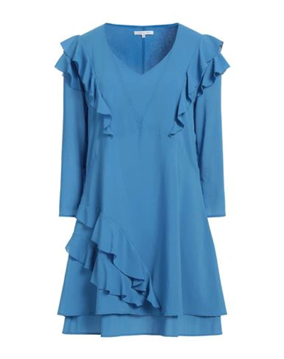 Shop Patrizia Pepe Woman Mini Dress Azure Size 6 Polyester In Blue