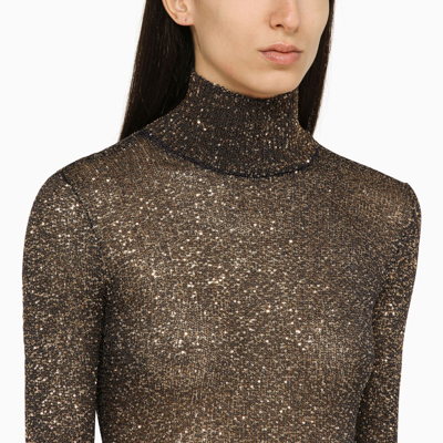 Shop Balenciaga Brown And Gold Dress With Sequins