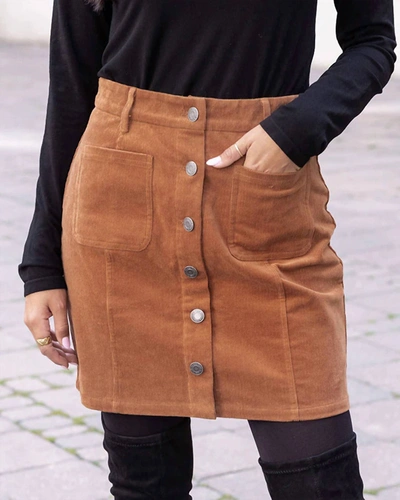 Shop Grace & Lace Corduroy Skirt In Camel In Brown