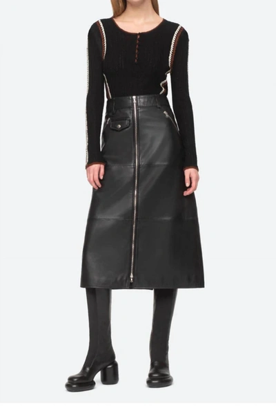 Shop Sea Lilia Leather Skirt In Black