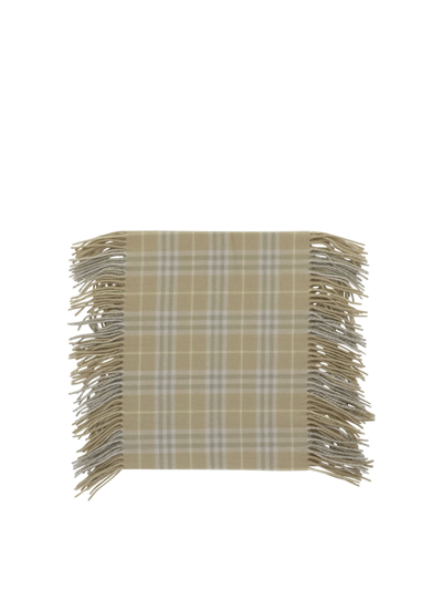 Shop Burberry Check Cashmere Fringed Scarf