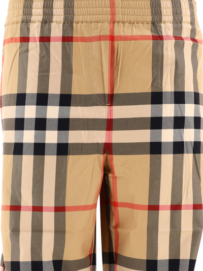 Shop Burberry Check Cotton Twill Trousers