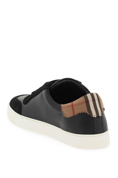 Shop Burberry Low Top Leather Sneakers