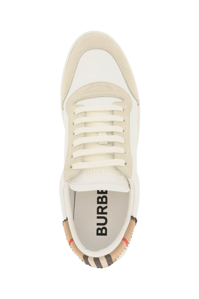 Shop Burberry Low Top Leather Sneakers