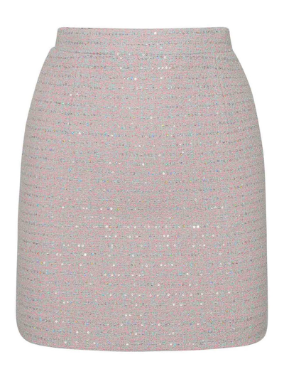 Shop Alessandra Rich Pink Cotton Blend Skirt In Nude & Neutrals
