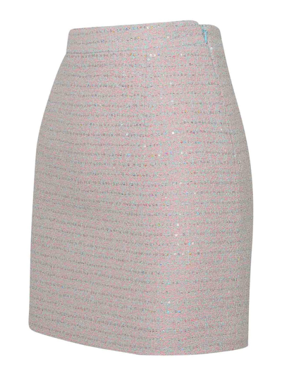 Shop Alessandra Rich Pink Cotton Blend Skirt In Nude & Neutrals