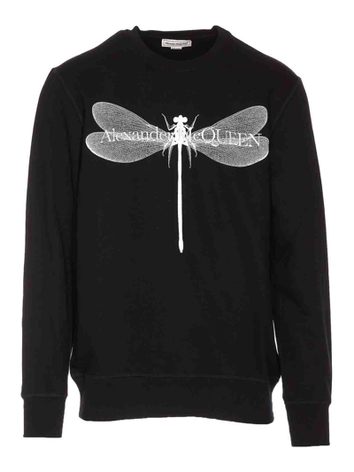Shop Alexander Mcqueen Dragonfly Sweatshirt In Black