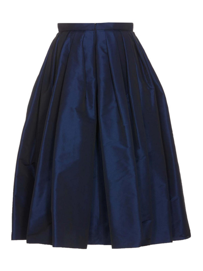 Shop Alexander Mcqueen Pleated Midi Skirt In Azul