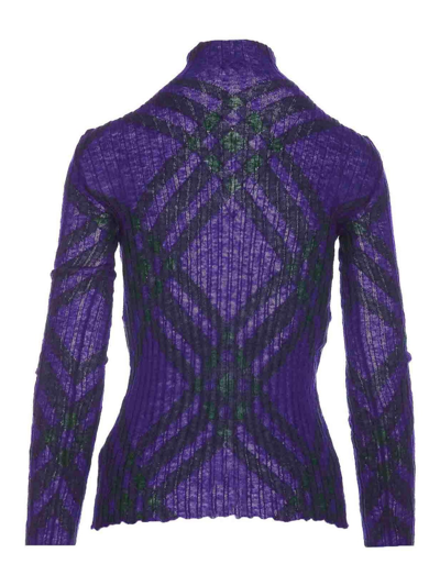 Shop Burberry Long Sleeves Top In Purple