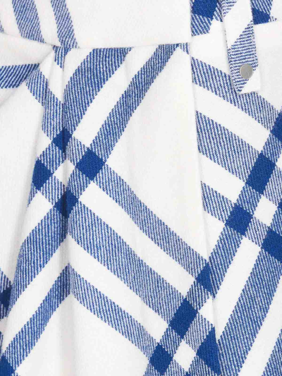 Burberry Pleat Detail Check Wool Mini Skirt In Azul