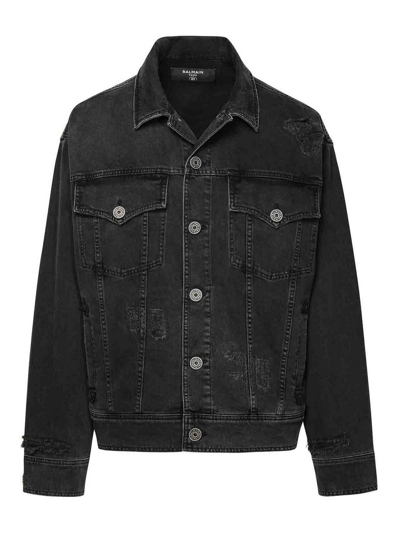 Shop Balmain Denim Jacket In Negro