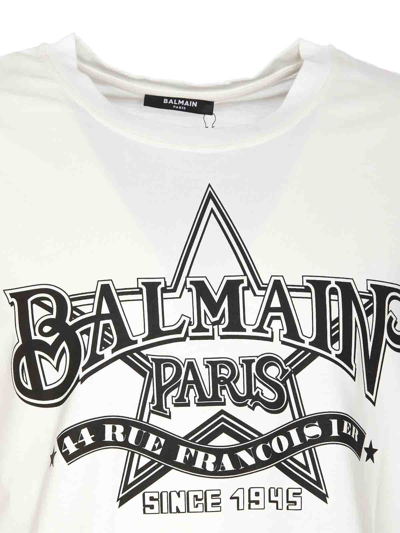Shop Balmain Star Print Logo In White