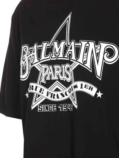Shop Balmain Star Print Logo In Black