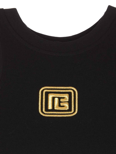 Shop Balmain Embroidered Pb Tank Top In Black