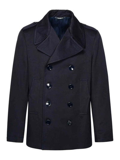 Dolce & Gabbana Blue Cotton Jacket In Dark Blue