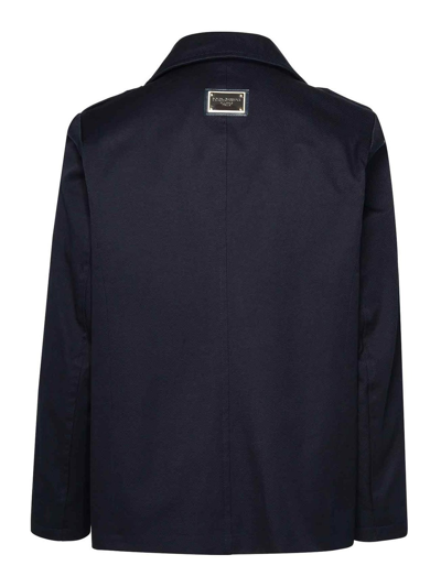 Shop Dolce & Gabbana Wool Double Breasted Coat In Dark Blue