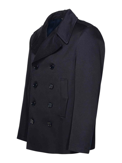 Shop Dolce & Gabbana Wool Double Breasted Coat In Dark Blue