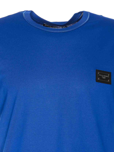 Shop Dolce & Gabbana Plaque Logo T-shirt In Blue