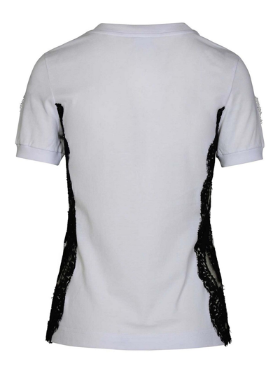 Shop Dolce & Gabbana Lace Logo T-shirt In Blanco