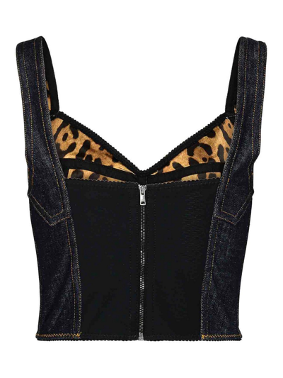 Dolce & Gabbana Indigo Cumber Evlox Denim Camisole In Blue