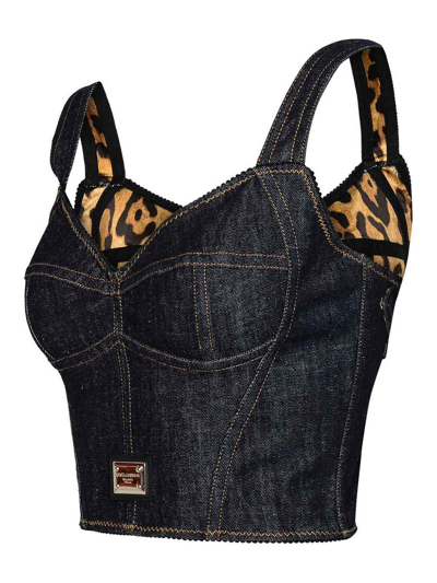 Dolce & Gabbana Indigo Cumber Evlox Denim Camisole In Blue