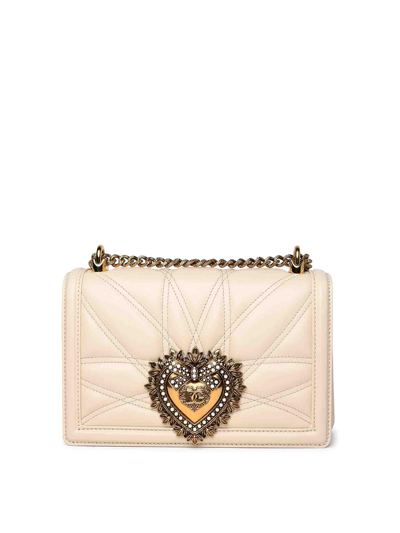 Shop Dolce & Gabbana Devotion Medium Shoulder Strap In Cream