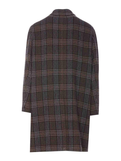 Shop Etro Tartan Coat In Brown