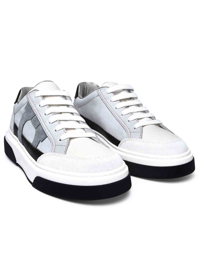 Ferragamo Leather Cassina Sneakers Multicolor Sole Contrasting In Grey