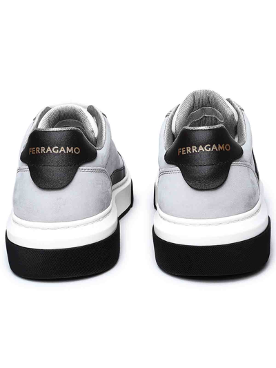 Ferragamo Leather Cassina Sneakers Multicolor Sole Contrasting In Grey