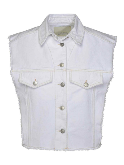 Shop Isabel Marant Gilet Jeans Tyra In White