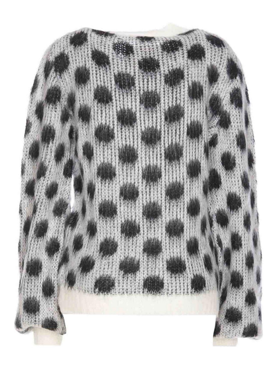 Shop Marni Polka Dot Sweater In Gris