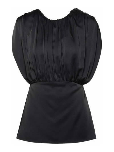 Jil Sander Acetate Blend Top Puffed Sleeves In Black