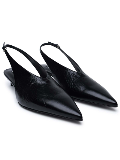 Jil Sander 35 Leather Slingback Pumps In Black