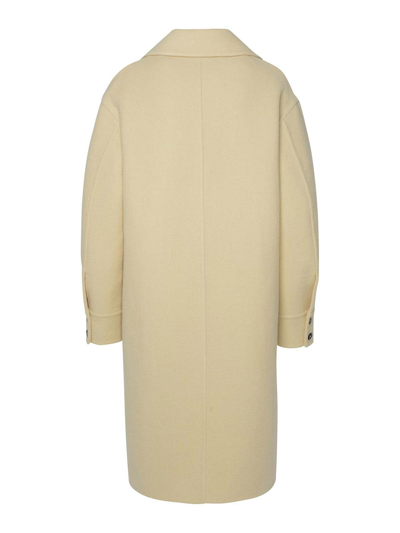 Shop Jil Sander Cream Wool Coat