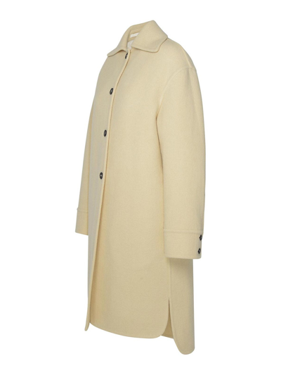 Shop Jil Sander Cream Wool Coat