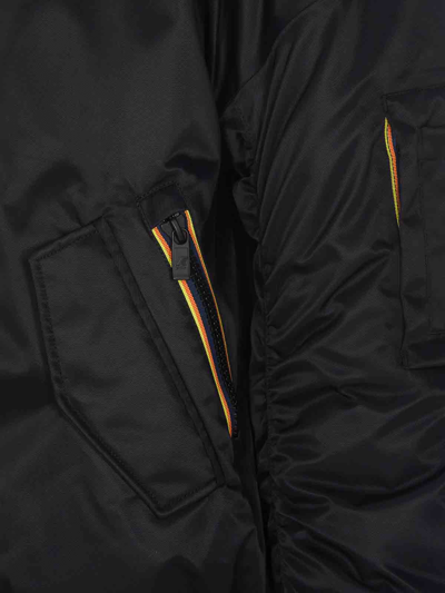 K-way Oversized Bomber Jacket With Ribbed Finish In Negro