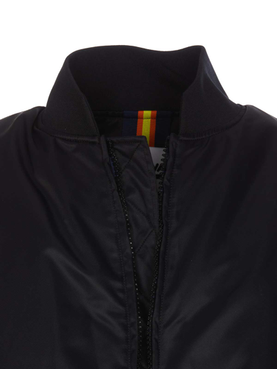 K-way Oversized Bomber Jacket With Ribbed Finish In Negro
