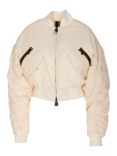 K-way Cropped Loncrop Shiny Twill Bomber In Beige