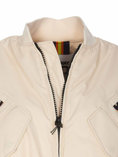 K-way Cropped Loncrop Shiny Twill Bomber In Beige