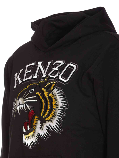 Shop Kenzo Tiger Varsity Hoodie In Black
