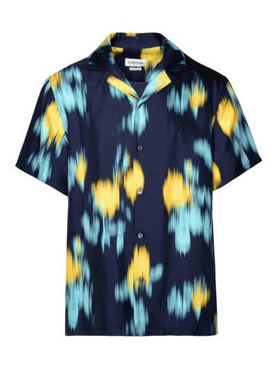 Shop Lanvin Printed Bowling Shirt In Blue