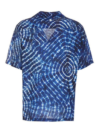 Shop Marcelo Burlon County Of Milan Aop Soundwaves Hawaii Shirt In Azul