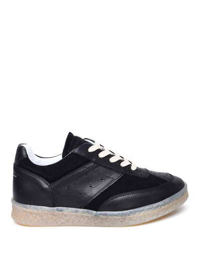 Shop Mm6 Maison Margiela Leather Sneakers In Negro