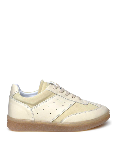 Shop Mm6 Maison Margiela Leather Sneakers In Crema