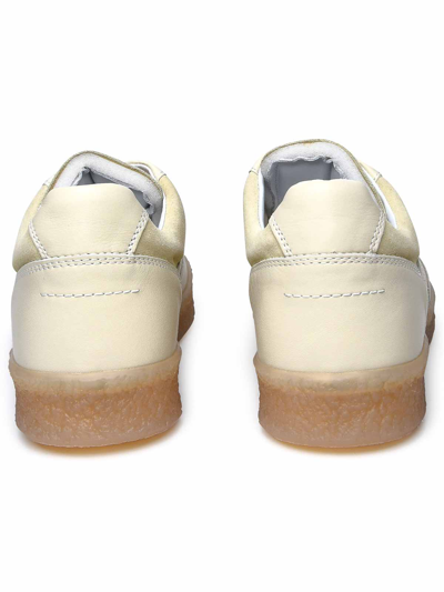Shop Mm6 Maison Margiela Leather Sneakers In Crema