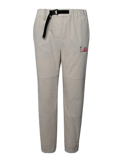 Shop Moncler Ivory Velvet Trousers In Crema