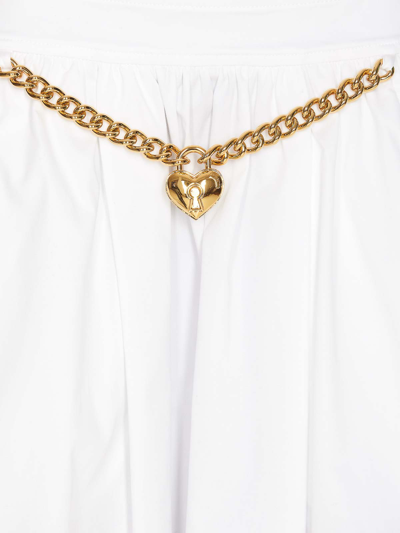 Shop Moschino Heart Lock Skirt In White