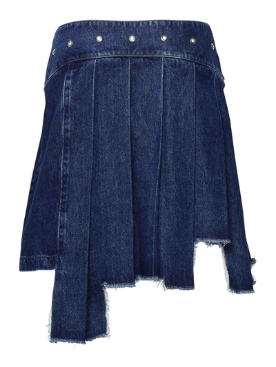 Shop Off-white Mini Skirt Jeans In Blue