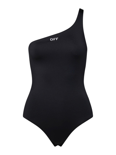 Shop Off-white One-shoulder One-piece Swimsuit In Black