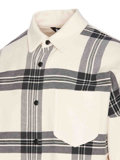 Shop Palm Angels Back Logo Check Overshirt In White